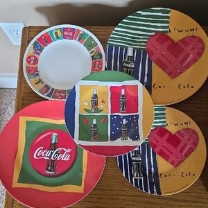 Coca Cola Colorful Plate Set - Red, Green, Yellow